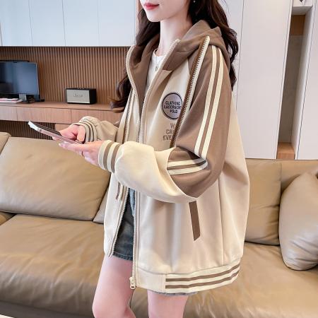 FA47036# 原版做工华棉复合双层有做内里春秋连帽卫衣外套女 服裝批發女裝批發服飾貨源