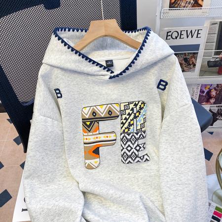 FA47045# 纯棉华棉复合卫衣女薄款春秋新款连帽长袖t恤上衣 服裝批發女裝批發服飾貨源