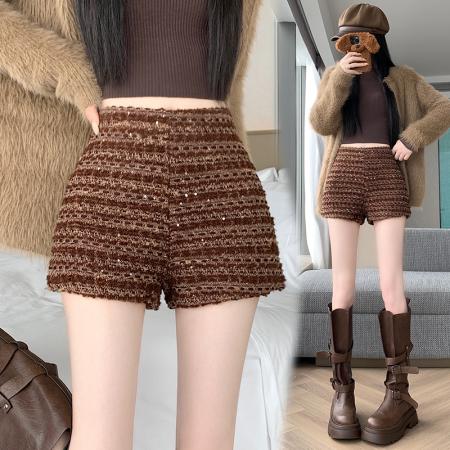 秋冬新款时尚百搭高腰短裤小香风辣妹短裤 服裝批發女裝批發服飾貨源