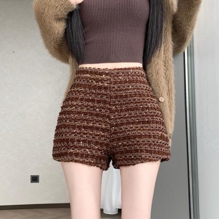 秋冬新款时尚百搭高腰短裤小香风辣妹短裤 服裝批發女裝批發服飾貨源