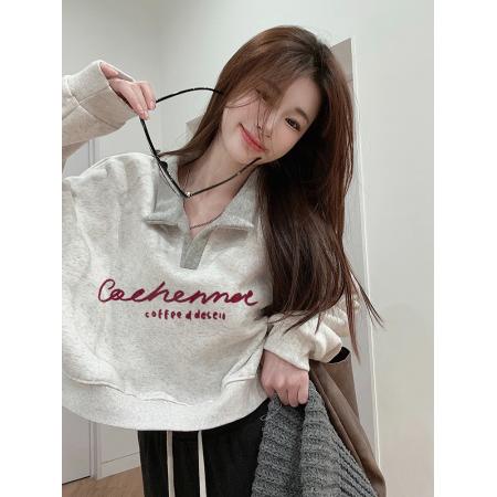 世博绒卫衣短款翻领加绒加厚卫衣女冬 服裝批發女裝批發服飾貨源