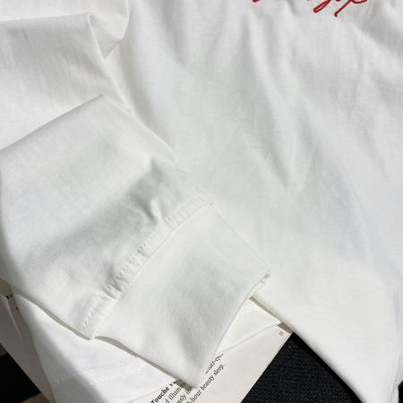 FA47080# 纯棉长袖t恤打底衫男女薄款潮秋刺绣花中长宽松圆领上衣 服裝批發女裝批發服飾貨源