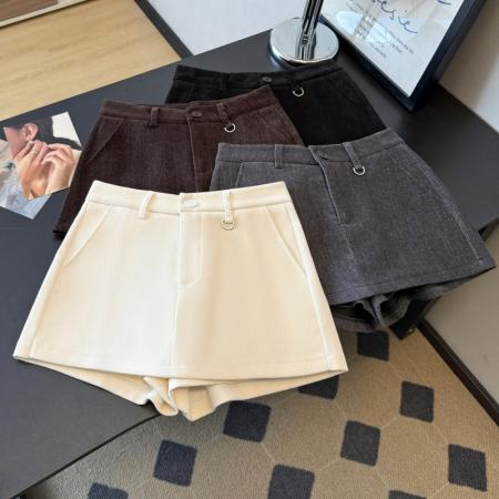 A字厚实斜纹料短裙裤女秋冬基础百搭显瘦四色中高腰短裤 服裝批發女裝批發服飾貨源