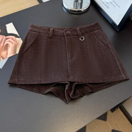 A字厚实斜纹料短裙裤女秋冬基础百搭显瘦四色中高腰短裤 服裝批發女裝批發服飾貨源