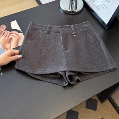 A字厚实斜纹料短裙裤女秋冬基础百搭显瘦四色中高腰短裤 服裝批發女裝批發服飾貨源