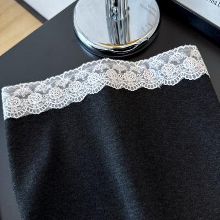 糯米绒阔腿裤女秋冬新款高腰显瘦蕾丝花边小个子休闲裤 服裝批發女裝批發服飾貨源