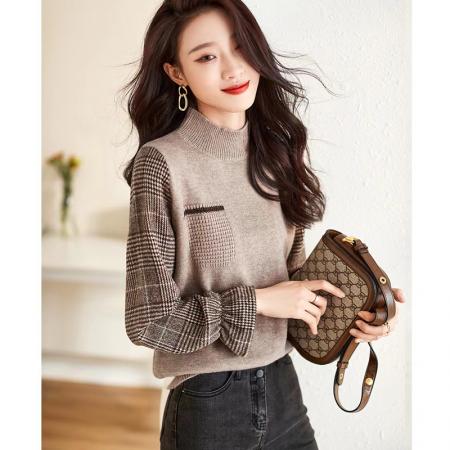 欧货爆款高领毛衣女春秋冬新款时尚洋气打底长袖上衣针织小衫 服裝批發女裝批發服飾貨源