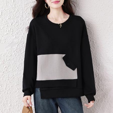 秋装新款时尚百搭宽松型胖MM洋气T恤气质显瘦大码上衣 服裝批發女裝批發服飾貨源