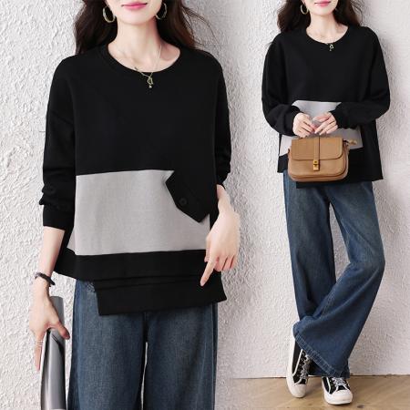 FA47099# 秋装新款时尚百搭宽松型胖MM洋气T恤气质显瘦大码上衣 服裝批發女裝批發服飾貨源