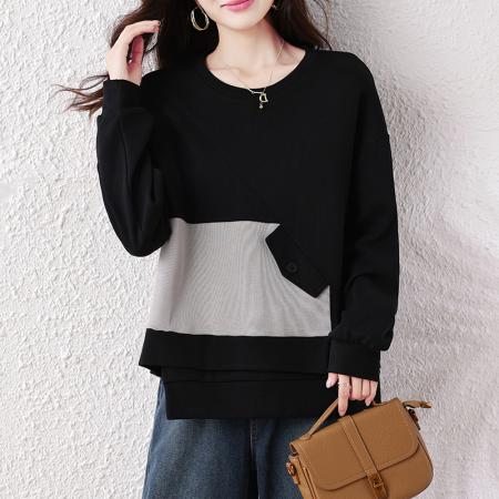 FA47099# 秋装新款时尚百搭宽松型胖MM洋气T恤气质显瘦大码上衣 服裝批發女裝批發服飾貨源