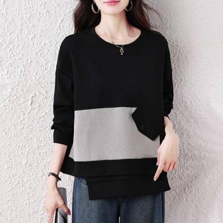 FA47099# 秋装新款时尚百搭宽松型胖MM洋气T恤气质显瘦大码上衣 服裝批發女裝批發服飾貨源