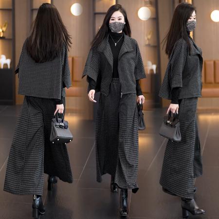 FA47100# 秋装新款时尚气质大码女装两件套气质显瘦胖妹妹洋气套装 服裝批發女裝批發服飾貨源