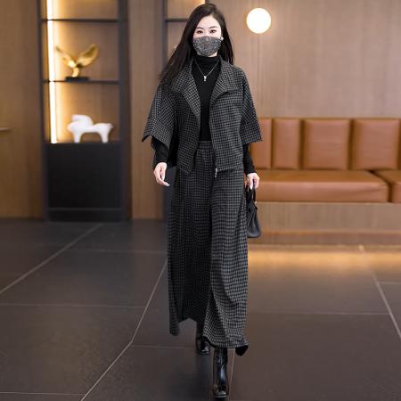 FA47100# 秋装新款时尚气质大码女装两件套气质显瘦胖妹妹洋气套装 服裝批發女裝批發服飾貨源