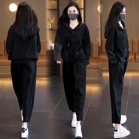 秋装新款时尚气质大码女装两件套气质显瘦胖妹妹洋气套装 服裝批發女裝批發服飾貨源