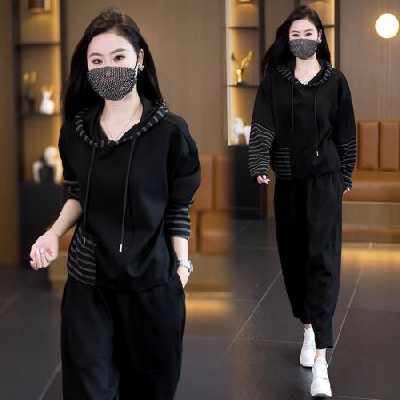 FA47101# 秋装新款时尚气质大码女装两件套气质显瘦胖妹妹洋气套装 服裝批發女裝批發服飾貨源