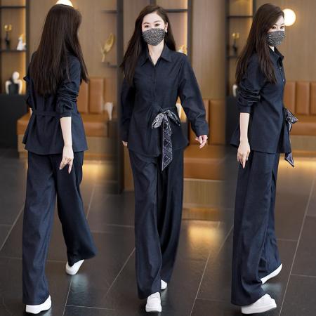 秋装新款时尚气质大码女装两件套气质显瘦胖妹妹洋气套装 服裝批發女裝批發服飾貨源