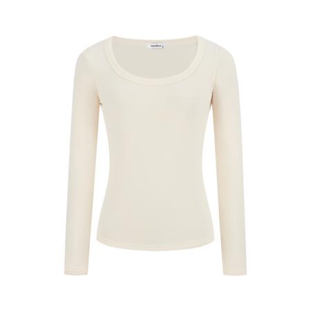 加绒加厚纯色基础款打底衫秋冬内搭方领正肩长袖t恤上衣 服裝批發女裝批發服飾貨源