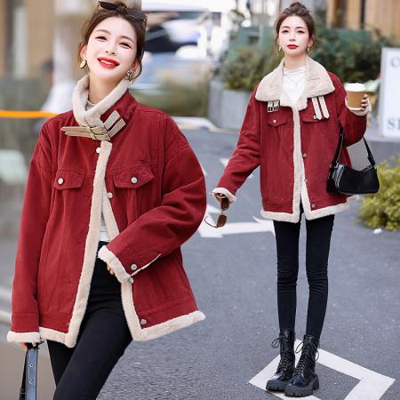 冬装新款百搭水貂绒牛仔棉衣女加绒加厚休闲宽松外套 服裝批發女裝批發服飾貨源