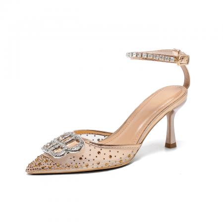 X-32832# 时尚新款小香风仙女一字带性感水钻前包尖头百搭凉鞋 鞋子批发女鞋批发货源