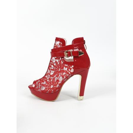 X-32837# 秋季新款欧美风格蕾丝网压花防水台时尚性感鱼嘴短靴 鞋子批发女鞋批发货源