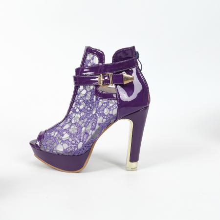 X-32837# 秋季新款欧美风格蕾丝网压花防水台时尚性感鱼嘴短靴 鞋子批发女鞋批发货源