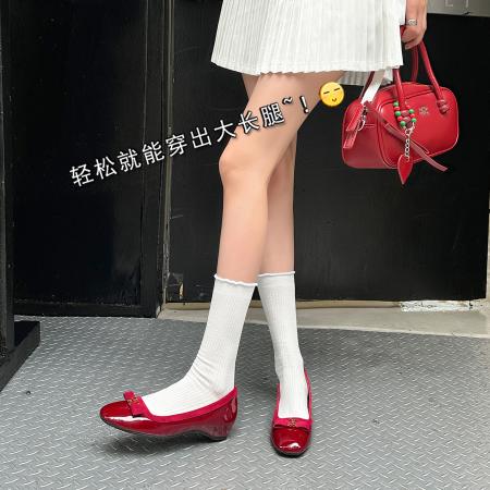 X-32844# 秋冬新款内增高3cm贵气金扣蝴蝶结方圆头厚底浅口单鞋女 鞋子批发女鞋批发货源