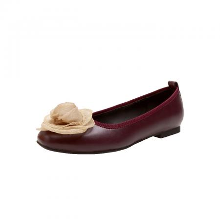 X-32846# 软皮版法式复古方头浅口单鞋女新款配裙子文艺风花朵平底鞋 鞋子批发女鞋批发货源