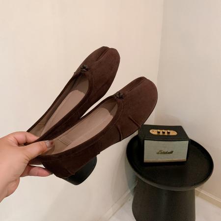 X-32847# 复古分趾浅口粗跟单鞋春夏新款百搭一脚蹬玛丽珍女鞋 鞋子批发女鞋批发货源