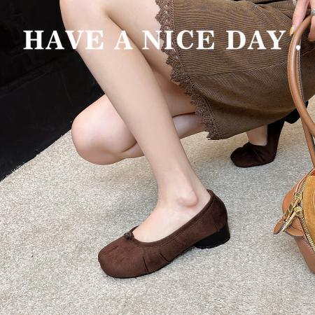 X-32847# 复古分趾浅口粗跟单鞋春夏新款百搭一脚蹬玛丽珍女鞋 鞋子批发女鞋批发货源