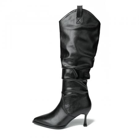 X-32850# 不过膝长靴长秋冬季新款尖头细跟高弹力高筒显瘦皱皱堆堆靴 鞋子批发女鞋批发货源