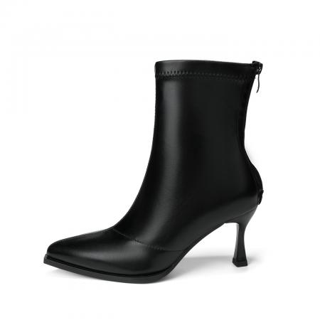 X-32852# 尖头细高跟女短靴时尚秋冬款弹力女靴欧美百搭小众设计瘦瘦靴 鞋子批发女鞋批发货源