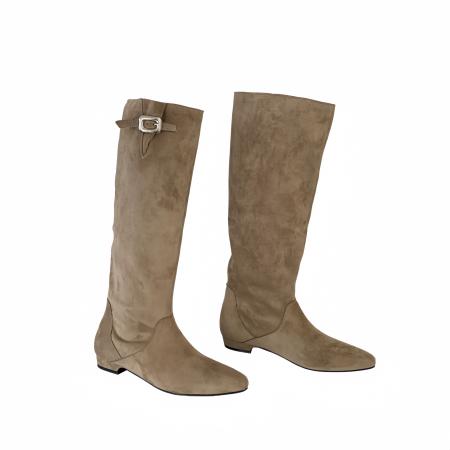 X-32882# 秋冬新款气质百搭平底靴子时尚韩版圆头金属扣套筒纯色高筒靴 鞋子批发女鞋批发货源