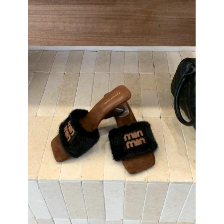 X-32896# 水貂毛小众外穿秋冬新款毛毛拖鞋女增高仙女风棉拖鞋 鞋子批发女鞋批发货源