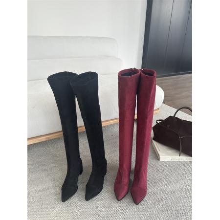 X-32898# 新款靴子女秋季高筒靴高跟冬季尖头过膝长靴弹力靴长筒靴显瘦 鞋子批发女鞋批发货源