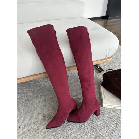 X-32898# 新款靴子女秋季高筒靴高跟冬季尖头过膝长靴弹力靴长筒靴显瘦 鞋子批发女鞋批发货源