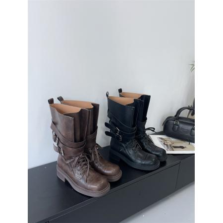 X-32901# 复古英伦风马丁靴女夏季新款粗跟皮带扣短靴机车靴百搭单靴潮 鞋子批发女鞋批发货源