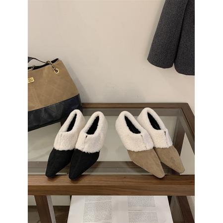 X-32906# 款细跟方头毛毛单鞋35-40码 鞋子批发女鞋批发货源