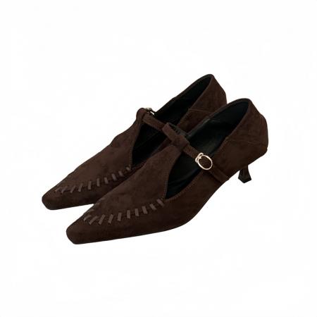 X-32913# 款细跟方头秋鞋单鞋35-40码 鞋子批发女鞋批发货源