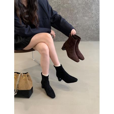 X-32916# 粗跟女靴子35-40码 鞋子批发女鞋批发货源