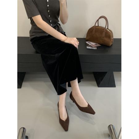 X-32921# 款细跟方头秋鞋单鞋35-40码 鞋子批发女鞋批发货源