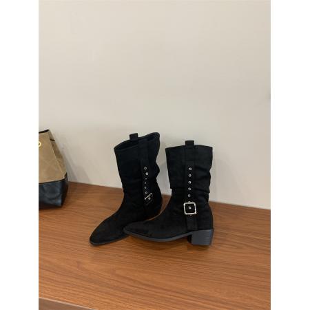 X-32922# 款粗跟短靴35-40码 鞋子批发女鞋批发货源