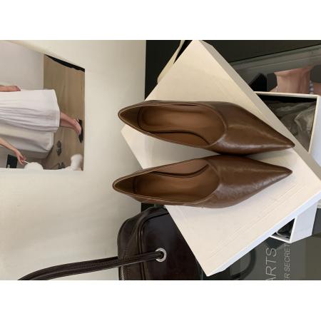 X-32937# 新款尖头简约浅口细跟高跟单鞋一脚蹬时尚软底通勤舒适单鞋女 鞋子批发女鞋批发货源