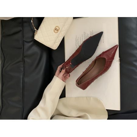 X-32939# 新款秋季尖头褶皱小众设计简约高跟鞋女时尚气质浅口高跟鞋 鞋子批发女鞋批发货源