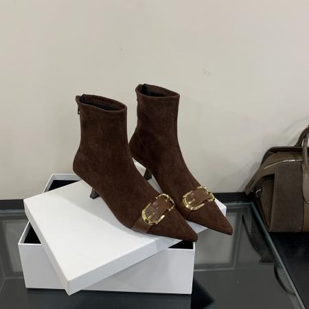 X-32940# 新款尖头瘦瘦靴时尚百搭加绒扣子细跟高跟通勤秋冬靴女 鞋子批发女鞋批发货源