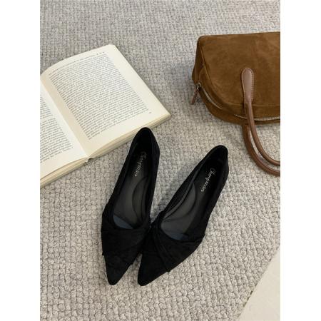 X-32950# 新款单鞋绒料韩版尖头 鞋子批发女鞋批发货源