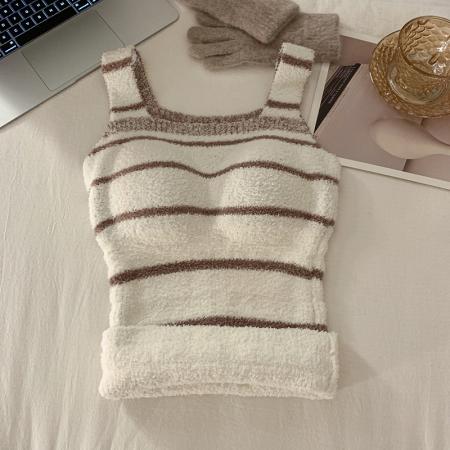 FA47141# 冬季羊绒带胸垫保暖吊带背心免穿文胸一体加绒加厚内衣女  服裝批發女裝批發服飾貨源