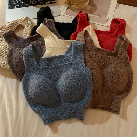 FA47142# 背心毛绒保暖免穿文胸带胸垫一体内衣加绒加厚上衣  服裝批發女裝批發服飾貨源