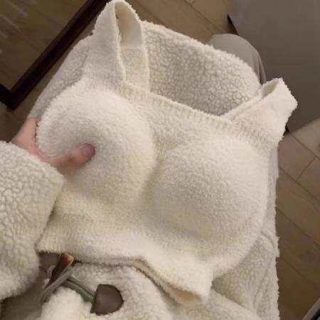 FA47142# 背心毛绒保暖免穿文胸带胸垫一体内衣加绒加厚上衣  服裝批發女裝批發服飾貨源