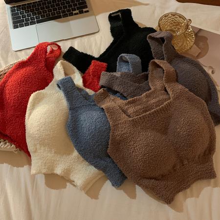 FA47142# 背心毛绒保暖免穿文胸带胸垫一体内衣加绒加厚上衣  服裝批發女裝批發服飾貨源