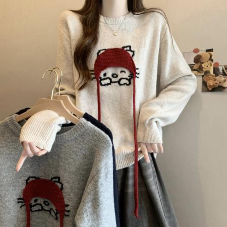 FA47151# 新版韩风设计感立体小红帽针织衫套头毛衣  服裝批發女裝批發服飾貨源